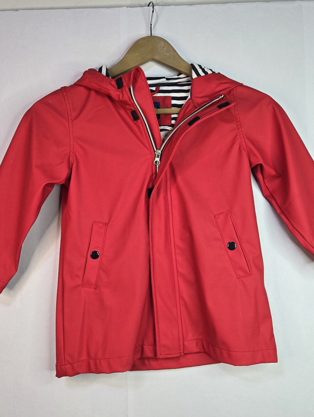 IXTREME Girls Size 4T Bright Red Hooded Raincoat with Striped Lining